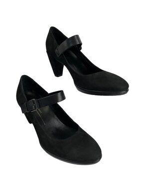 Ecco Shoes Womens Sz 40 US 9-9.5 Shape 55 Plateau Blk Leather Mary Jane $180 Nib